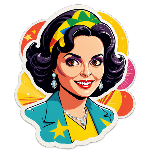 Ilustração de Regina Duarte em estilo retrô