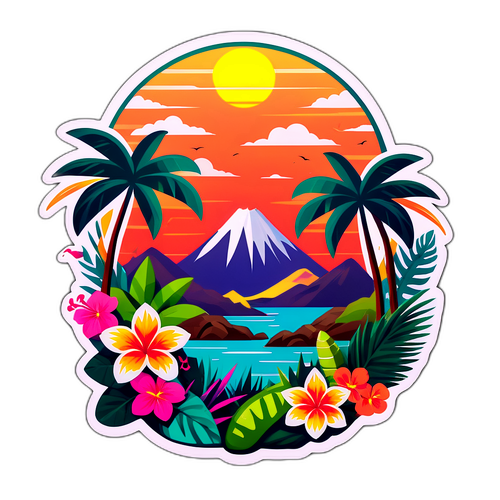 Tropisk klistremerke inspirert av Thailands landskap