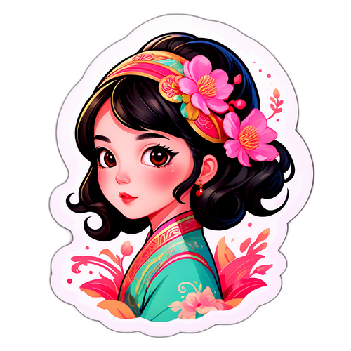 可愛的角色插圖：佳人風情
