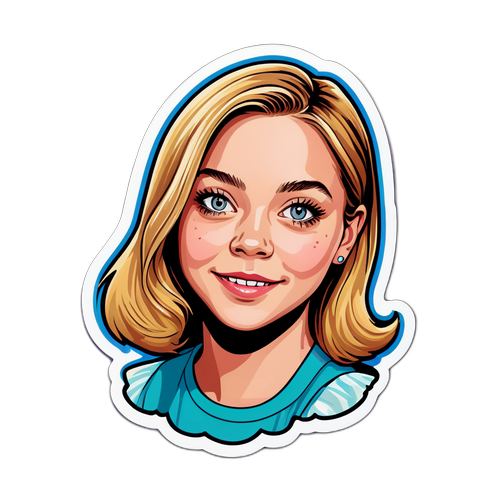 Adesivo con un'illustrazione stilizzata di Sydney Sweeney