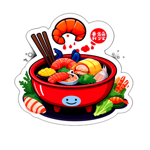 小火锅与海鲜贴纸