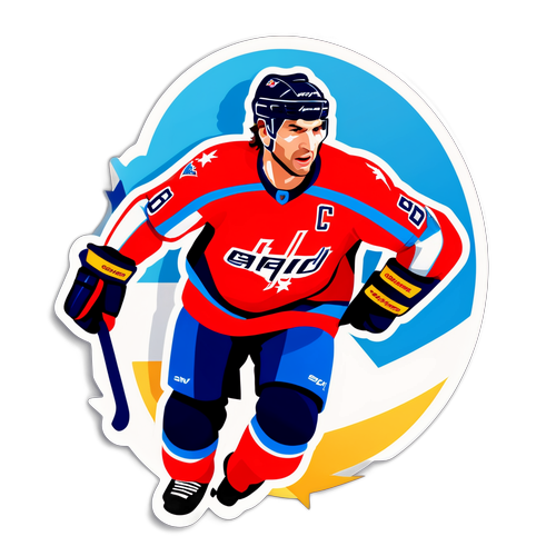 Иллюстрация Овечкина в момент забивания гола