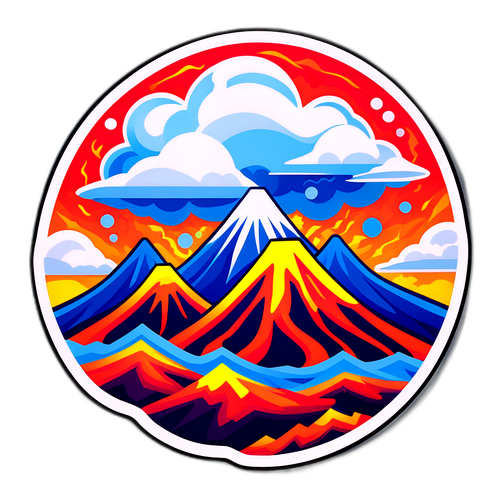 Sticker abstract inspirat de activitatea vulcanică a Kamchatka
