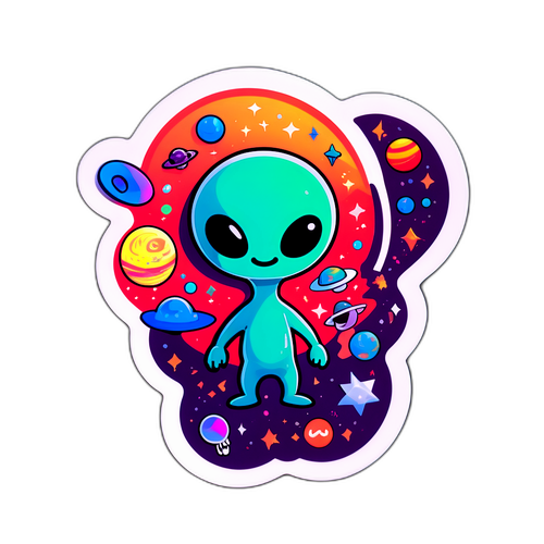 Un adesivo vibrante con l'alieno mascot di Reddit