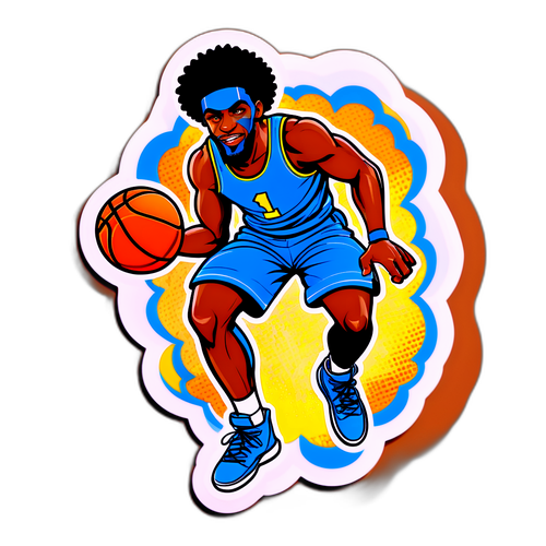 Isang Masiglang Sticker ng Basketball