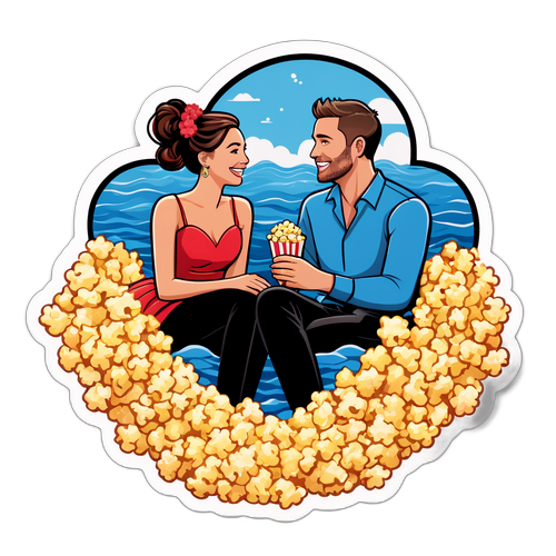 Romantisches Paar im Popcornfluss