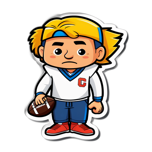 Playful Cartoon Football Coach Sticker
