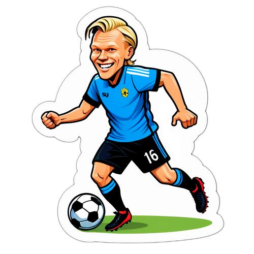 Humoristisk karikatyr av Erling Haaland