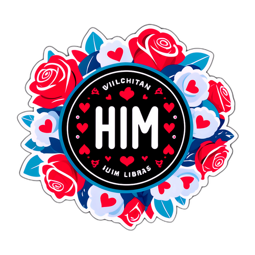 HIM logó minta szívvel és rózsával