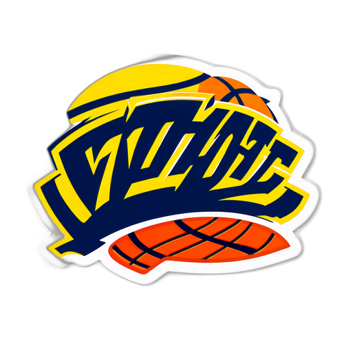 Exciting Basketball Court Sticker in WVU Colors