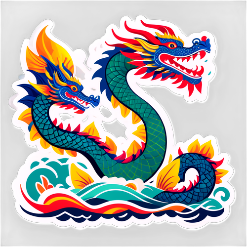 Sticker Festival Perahu Naga yang Elegan