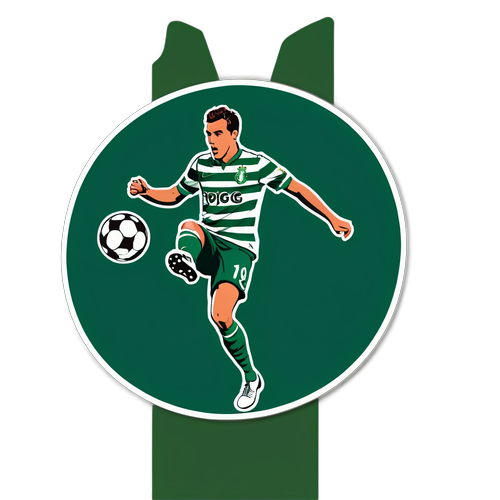 Sticker với logo Sporting Lisbon cùng hình ảnh cầu thủ đá bóng