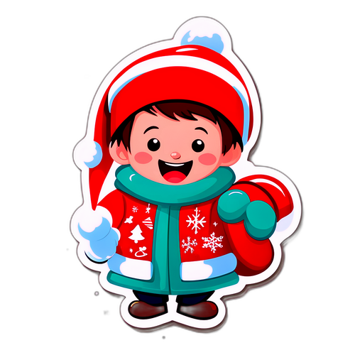 Sticker festiv cu un băiat zâmbitor