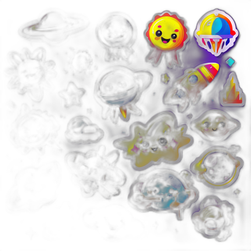 미래의 화려한 감정을 담은 스티커