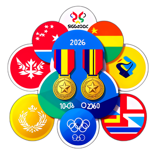 Дизайн наклейки с медалями достижений Олимпиады 2026 года