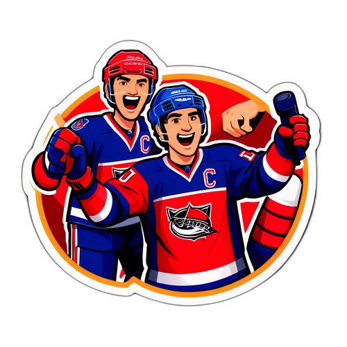 Hockey Fans Cheering Sticker