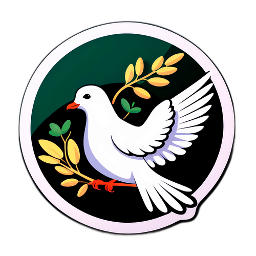 עיצוב מדבקה featuring יונה מחזיקה ענף זית המסמל שלום