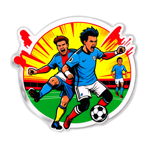 Desain Stiker Pertandingan Sepak Bola Bergaya Komik