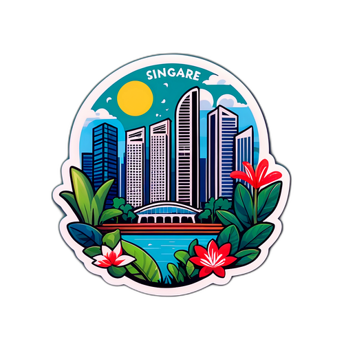 Hulvattava tarra Singaporen kaupunkikuvasta