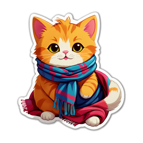 可愛的圍巾貓貼紙