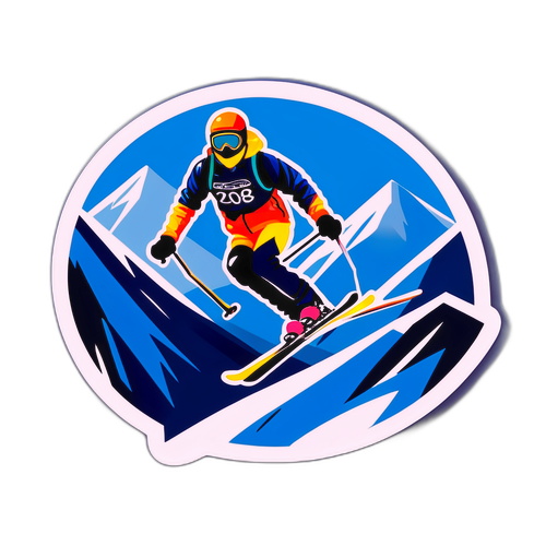 Vrije Skiër Met Spectaculaire Bergachtergrond