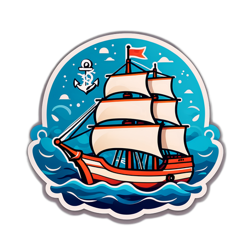 Stiker Kapal Pelni Bergaya dengan Elemen Nautical