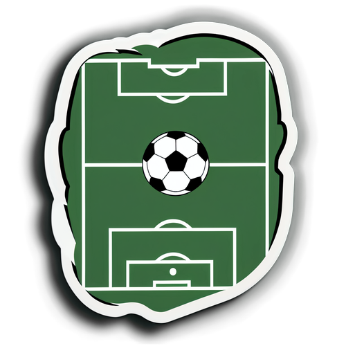 Stiker Reka Bentuk Minimalis dengan Diagram Padang Bola Sepak dan Frasa 'Game On'