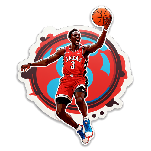 Ilustração Alegre de Pascal Siakam Dando um Impressionante Enterrada