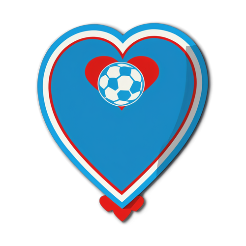 Sticker in formă de inimă reprezentând dragostea pentru fotbal