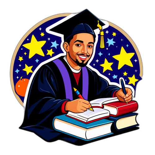 Sticker Étudiant avec Diplôme et Étoiles