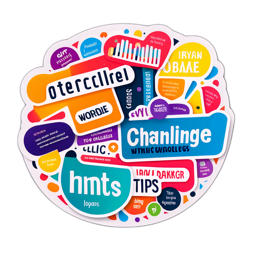 शिक्षाप्रद और मनमोहक स्टिकर जो वर्डल के संकेत और सुझाव दर्शाता है