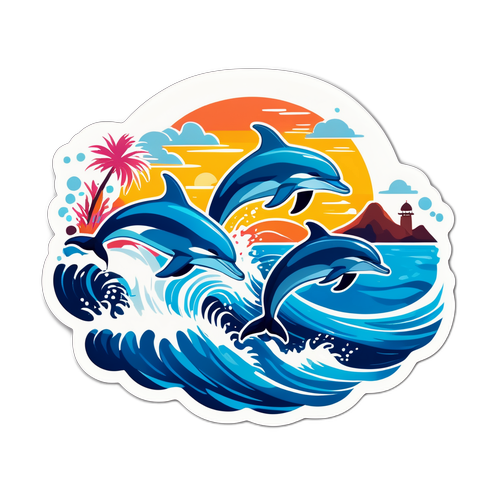 美しい海の世界でジャンプするイルカたち