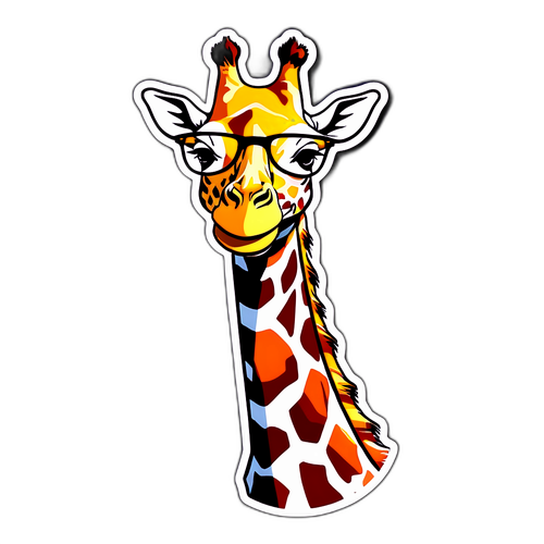איור מקסים של ג'ירף מחייך עם משקפיים