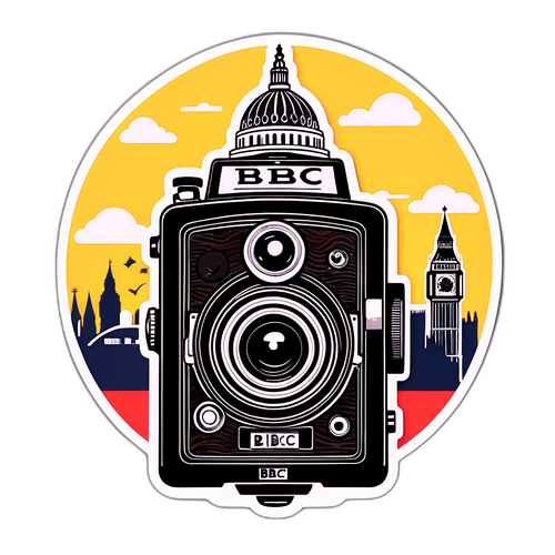 Chic klistremerke med vintage kamera