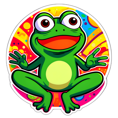 Sticker wa Pepe the Frog katika Pose ya Kufurahisha