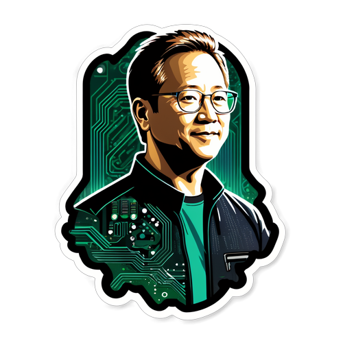 以詹森·黃的輪廓為主題的科技電路板貼紙