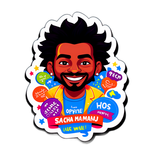 Personnage de Sacha Manu entouré de déclarations positives et de phrases inspirantes