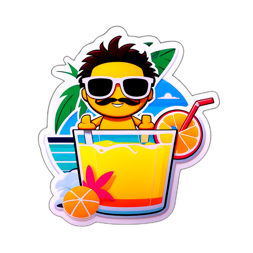 Stiker Animasi Straw di Pantai