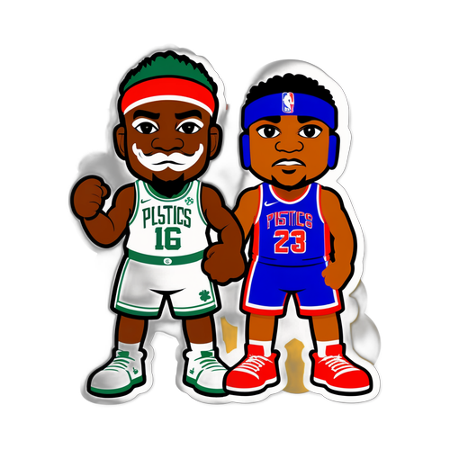Sticker ng Celtics at Pistons Mascots