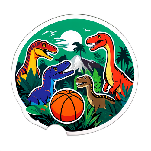Sticker na may Temang Jurassic World at Basketball