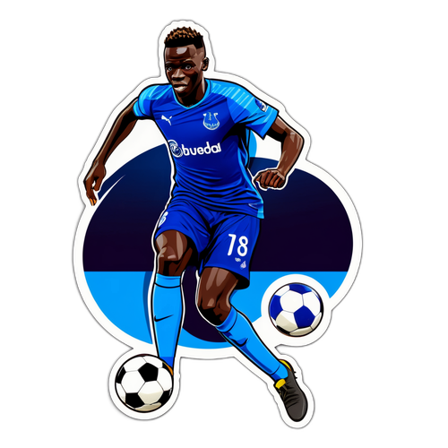 Stickerdesign av Idrissa Gueye i en dynamisk fotbollspose