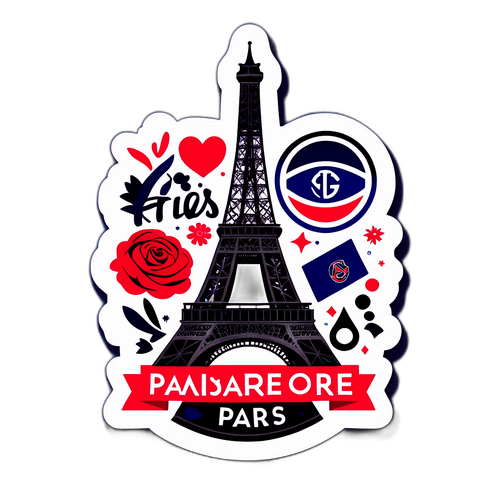Stiker Chic PSG dengan Elemen Paris