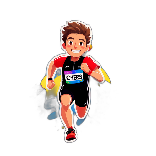 Ermutigender Aufkleber von Marco Schwarz beim Überqueren der Ziellinie