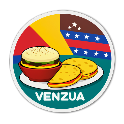 Ontdek de Verbazingwekkende Sticker die de Spirit van Venezuela Vangt: Arepas & de Andes in Één Prachtig Ontwerp!