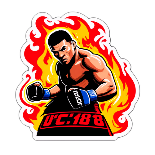 Sticker met vechter in actie bij UFC 318