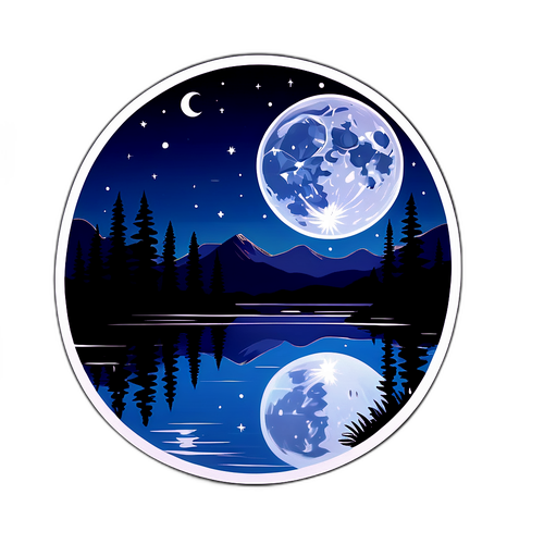 Sticker Lunar con la Belleza de la Luna Llena