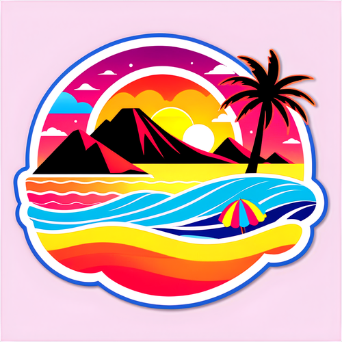 Vibrant Sunset Sticker of Los Cabos