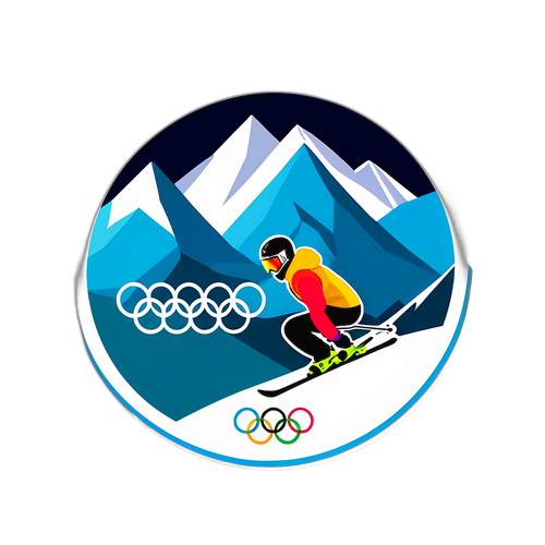 โลโก้โอลิมปิกฤดูหนาว 2026 ที่ทันสมัย featuring การเล่นสกีฟรีสไตล์และภูเขาเป็นพื้นหลัง