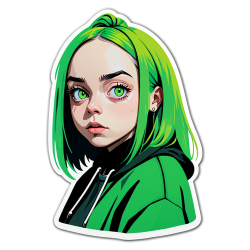 Sticker Keren Bertema Billie Eilish: Gaya Unik dengan Nuansa Hijau dan Hitam!