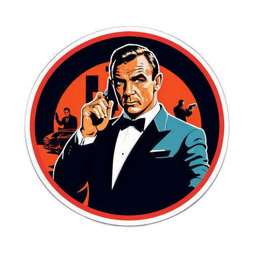 En konstnärlig klistermärke av en klassisk James Bond-scen med Sean Connery
